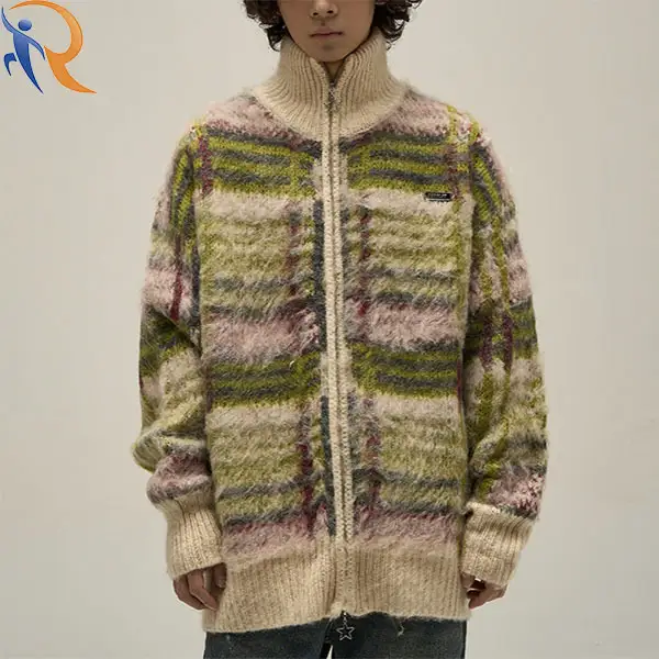 American vintage knit sweater men's fall loose cardigan coat 1