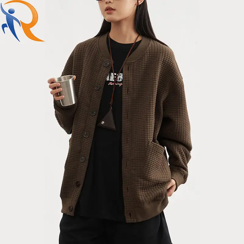 Men's American Waffle Cardigan Coat Design Loose Casual Everything 1