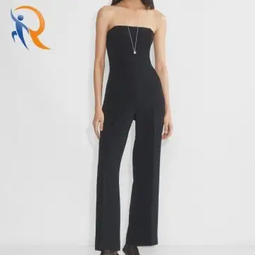 Strapless Japanese crepe wide-leg jumpsuit 1
