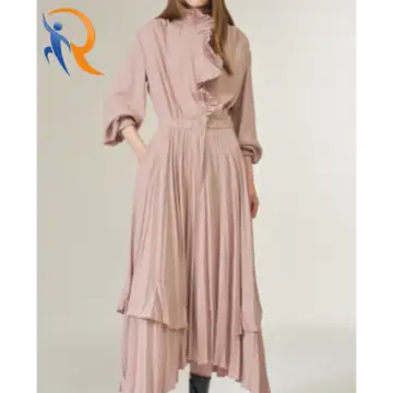 Ruffle Collar Pleated Dress Ruffle panel on the neckline 1