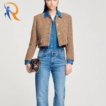 Check pattern crop jacket Wool-hornbang crop jacket 1