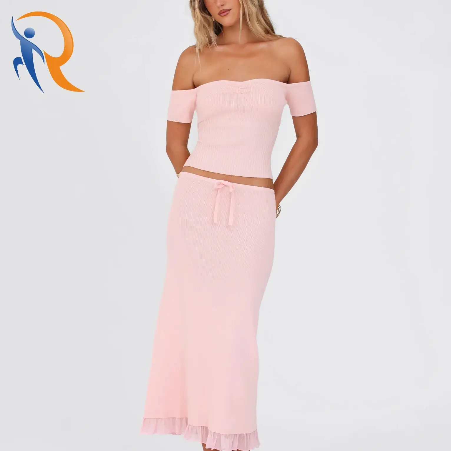 Pink knit stretch skirt 1