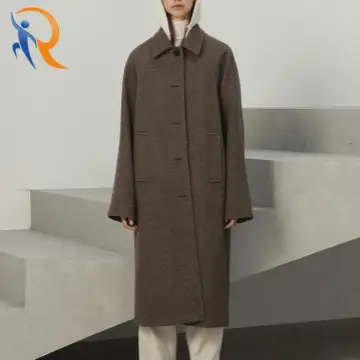 melange wool balmacaan coat in brown 1