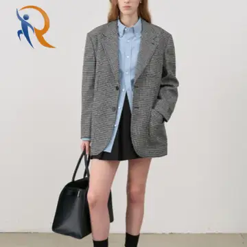 UNISEX OVERSIZED WOOL BLAZER BLACK CHECK 1