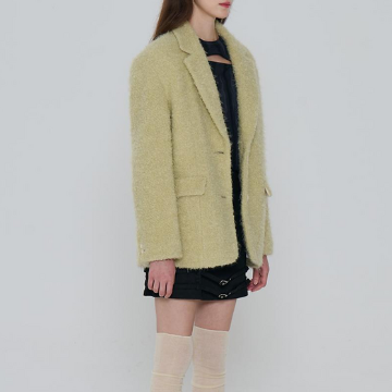 Bouclé Wool Blend Single Overfit Jacket 2