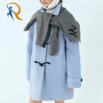 Wool Duffle Half Coat, Sky Blue 1