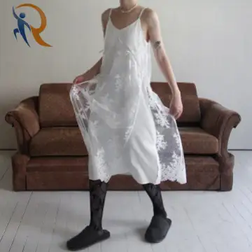 Sequin Lace Apron Dress for Layering Beige color 1