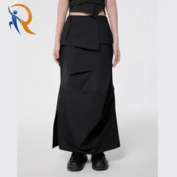 Drape Layered Maxi Skirt_Black 1