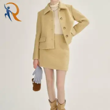 Wool Collared Button Two-Piece Set [Buttery Yellow] 1
