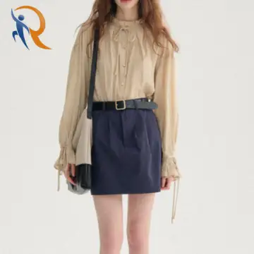Navy Pintuck Mini Skirt  Mini length 1