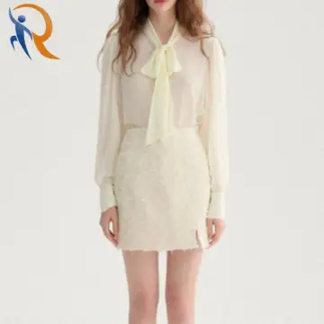 Mini length Clean basic line Evernin Tweed Mini Skirt 1