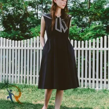 Ribbon Tie Sailor Sleeveless Dress 1