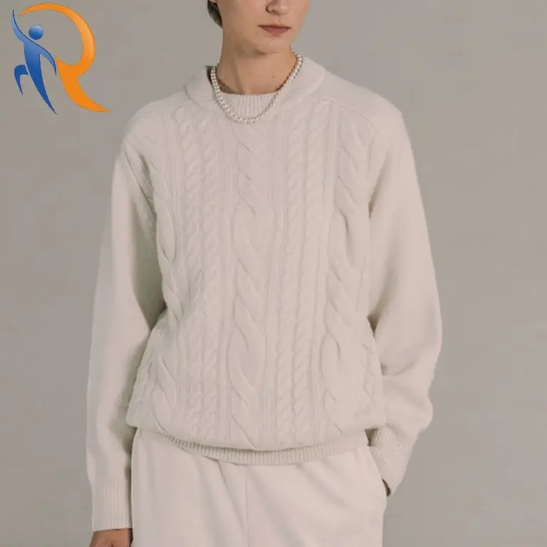 Crew-neck knitted twist sweater 1