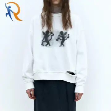Angel Graphic Cut-Out Sweatshirt WHITE 1