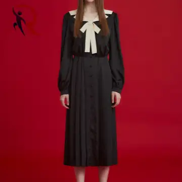 SAILOR RIBBON PLEATS DRESS - BLACK 1
