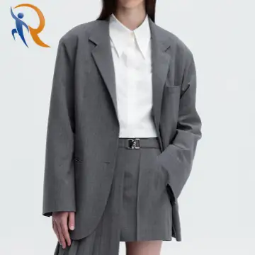 Camden Dropped Shoulder Jacket (Grey Pinstripe) 1