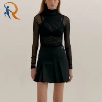 Wool Pleated Mini Skirt - Black 1