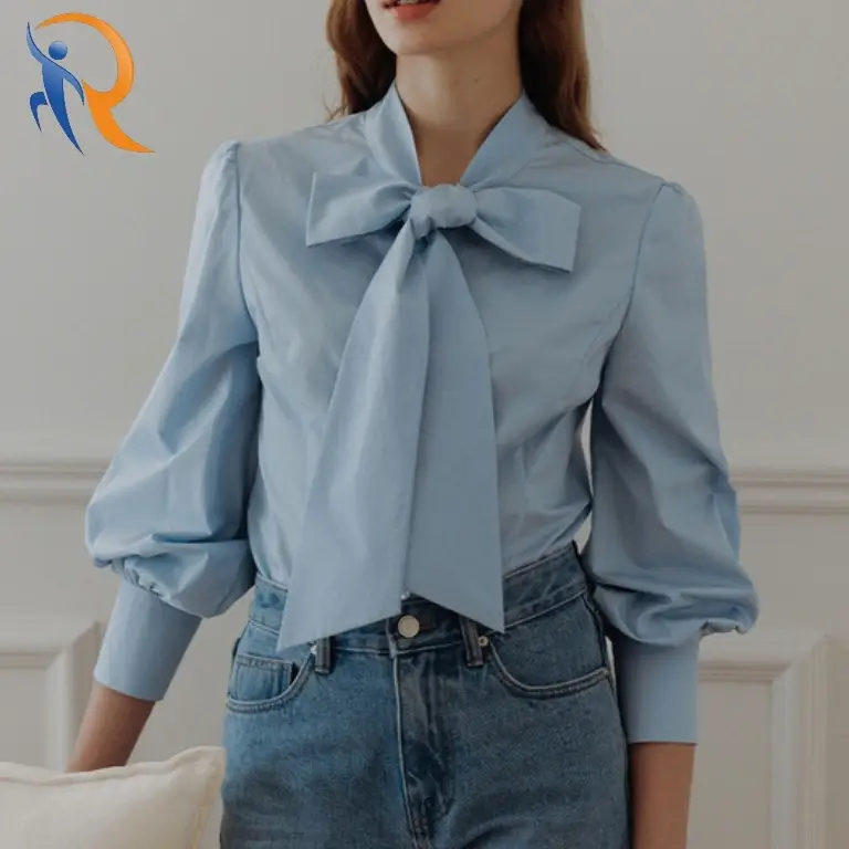 JODIE Ribbon tie cotton blouse 1