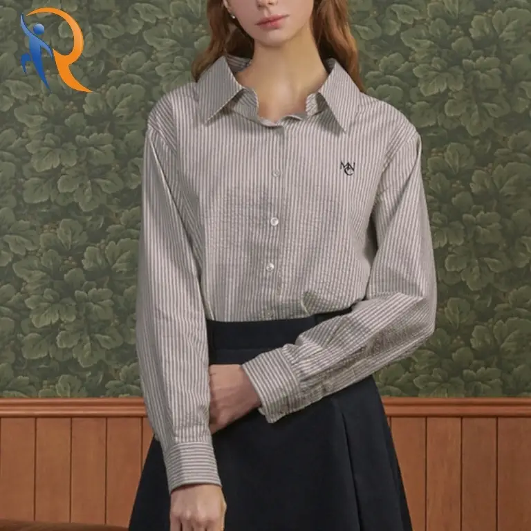 Clover logo striped shirt navy 1