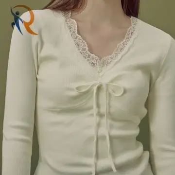 Lace Ribbon Slim Medium-Thickness Knit 1