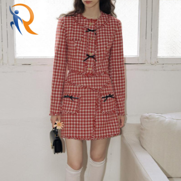 Red houndstooth short skirt 1