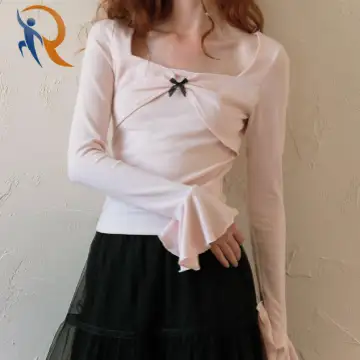 Bow square neck bell sleeve top 1