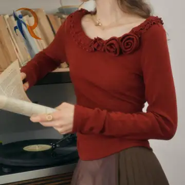 Flower Ruffle Knit Slim Top 1