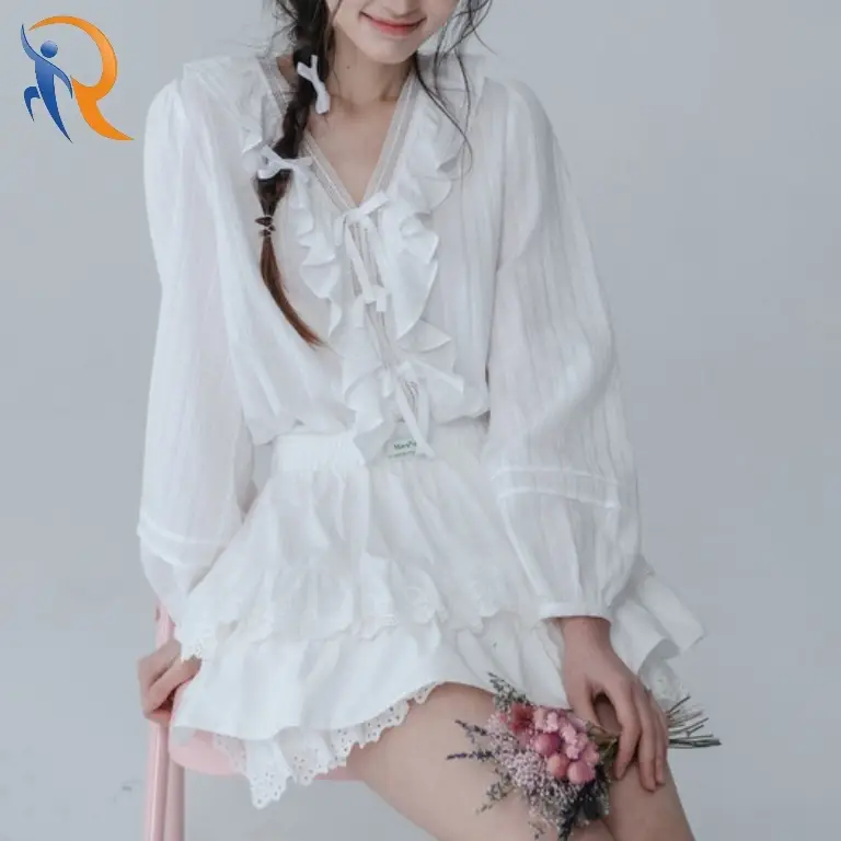 FRILL LACE RIBBON LONGSLEEVE BLOUSE 1