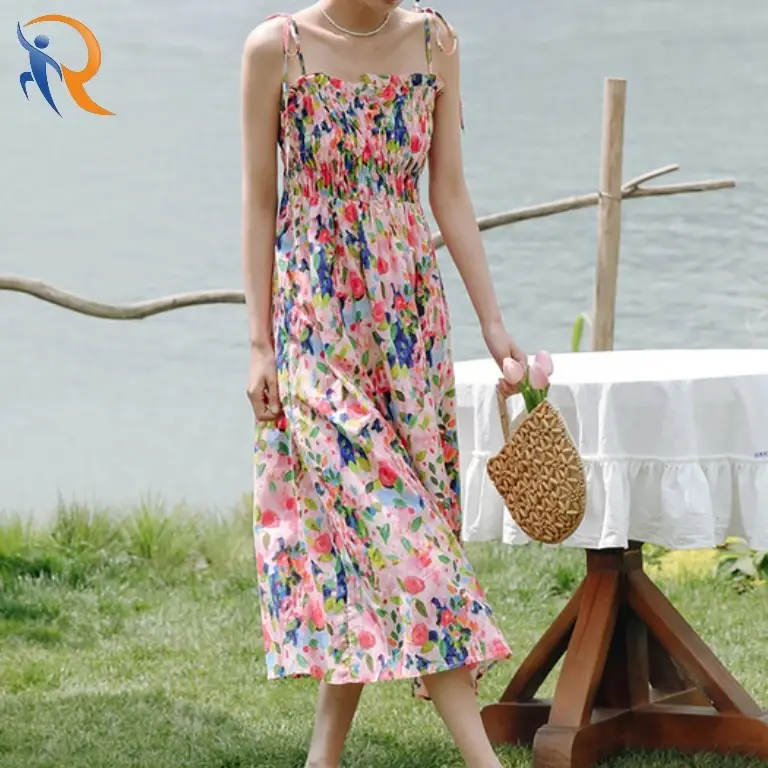 Colorful pattern printed long dress 1