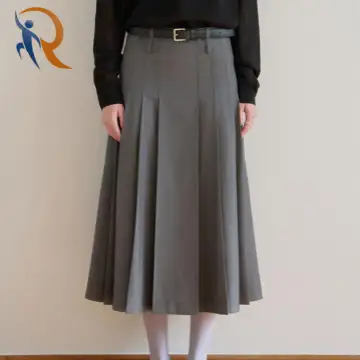 ROW PLEATS SKIRT [CHARCOAL] 1