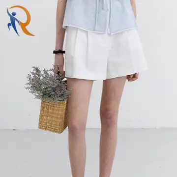 DOUBLE PLEATED COTTON-LINEN SHORTS 1