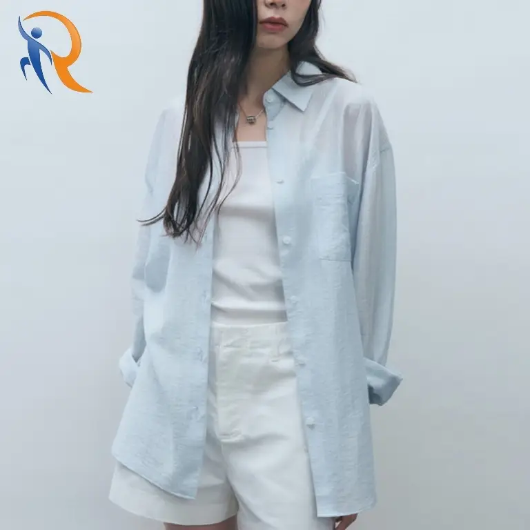 Light Blue Tencel Long Sleeve Shirt 1