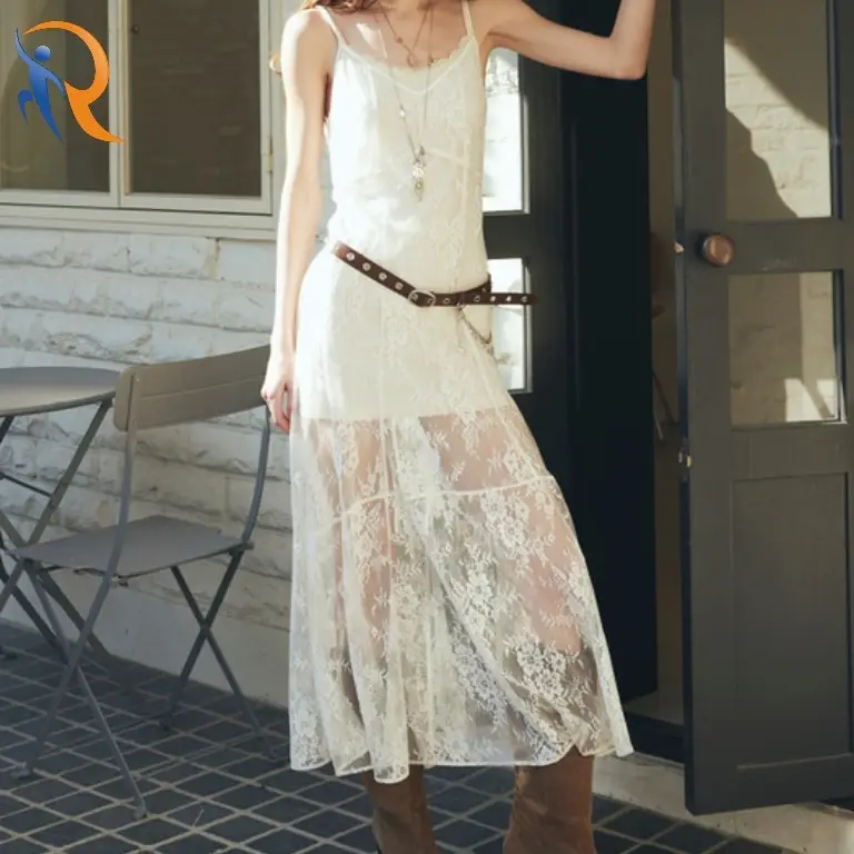 FLOWER LACE SLIP LONG DRESS 1