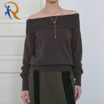 OFF SHOULDER KNITWEAR [DARK BROWN] 1