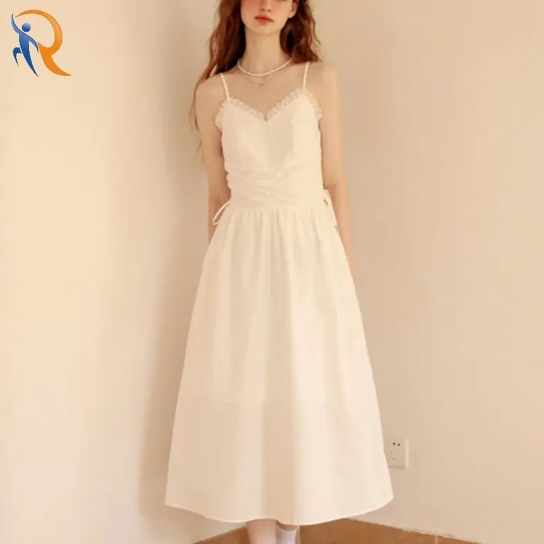 Pure white cotton slip dress 1