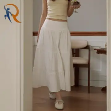A-line ruffle long skirt 1
