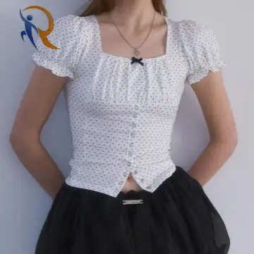 Dot Puff Shirring T-shirt 1