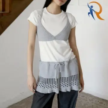 CROCHET RUFFLED SKIRT ASH BLUE 1