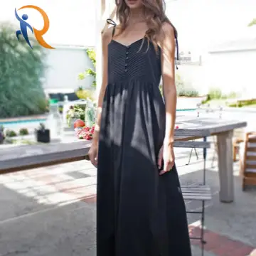 ELOWEN Pintuck Sleeveless Dress - Black 1