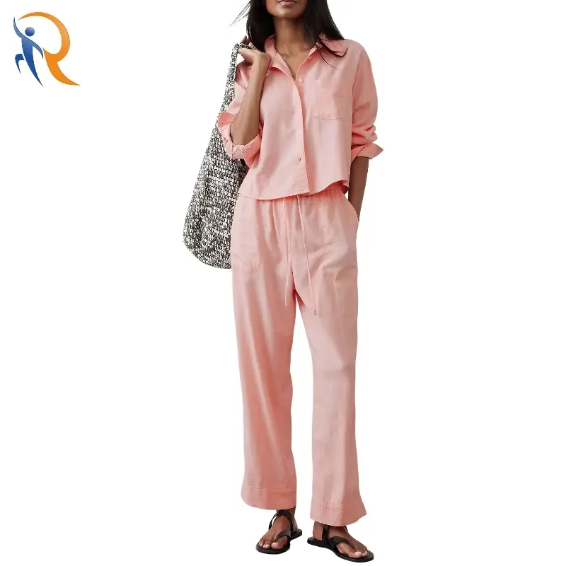 Loose Straight Linen-Cotton Long Pants 1