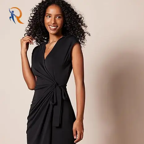 Women's Classic Cap Sleeve Wrap Dress 1