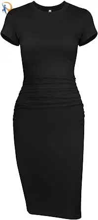 Bodycon النسائية Ruched Midi Sundress 1