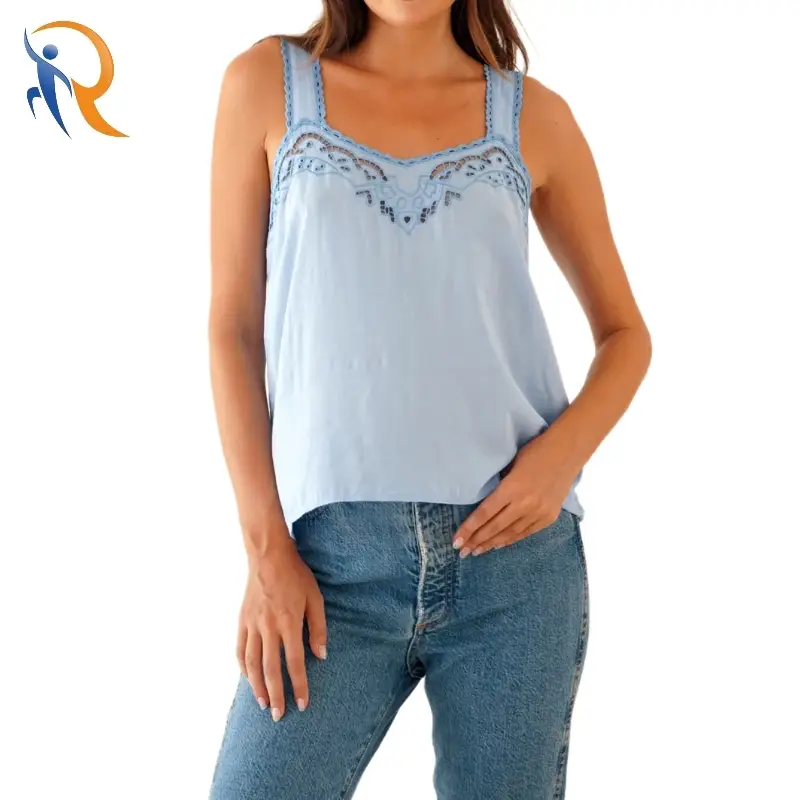 Hollow Embroidery Lace Sleeveless Top 1