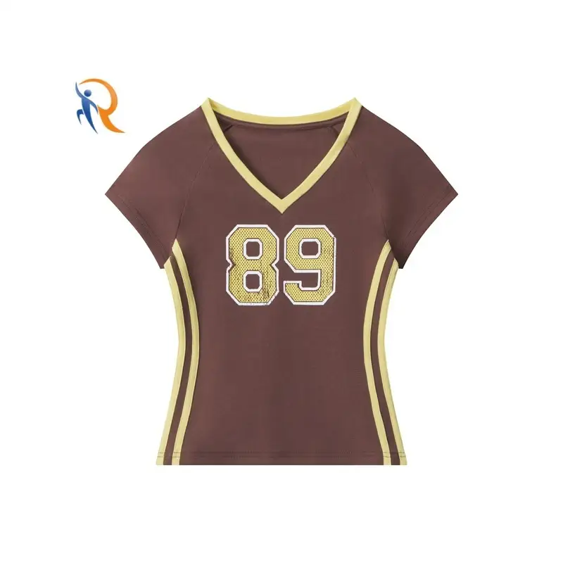 Summer V-neck Print Short-sleeved T-shirt 1