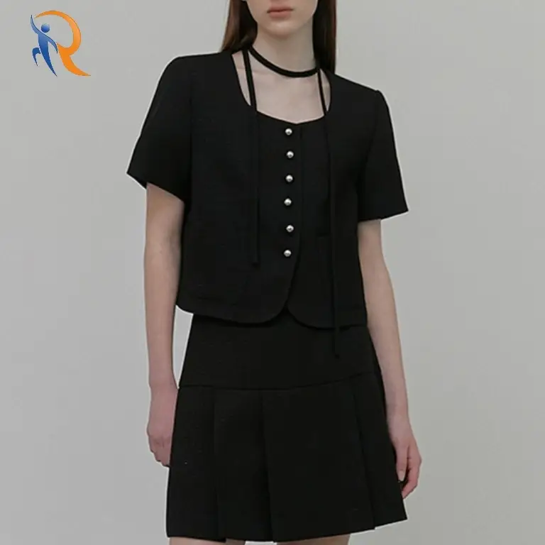 Button Strap Tweed Jacket 1