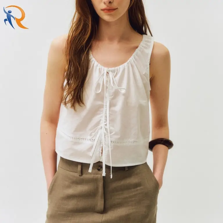 Front Ribbon Sleeveless Blouse 1