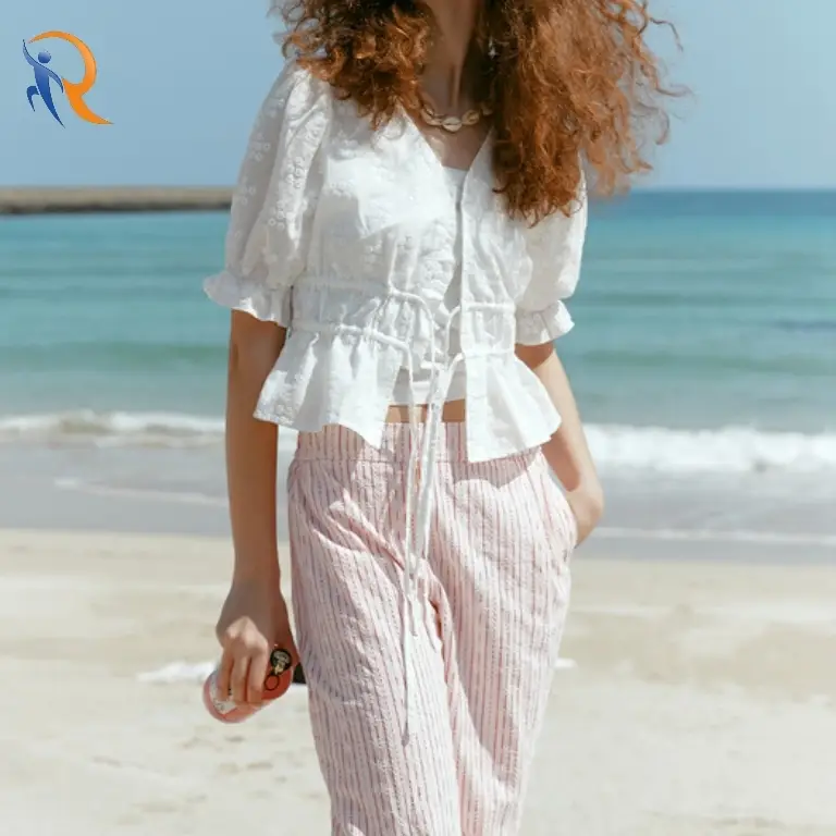 v-neck ribbon blouse 1