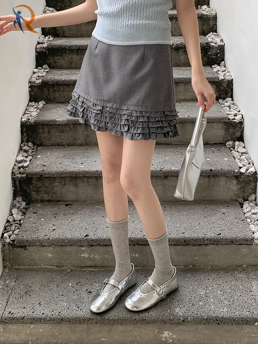 Mini Skirts for Women High Elastic Waist Ruffle Bodycon Short Skirt 1
