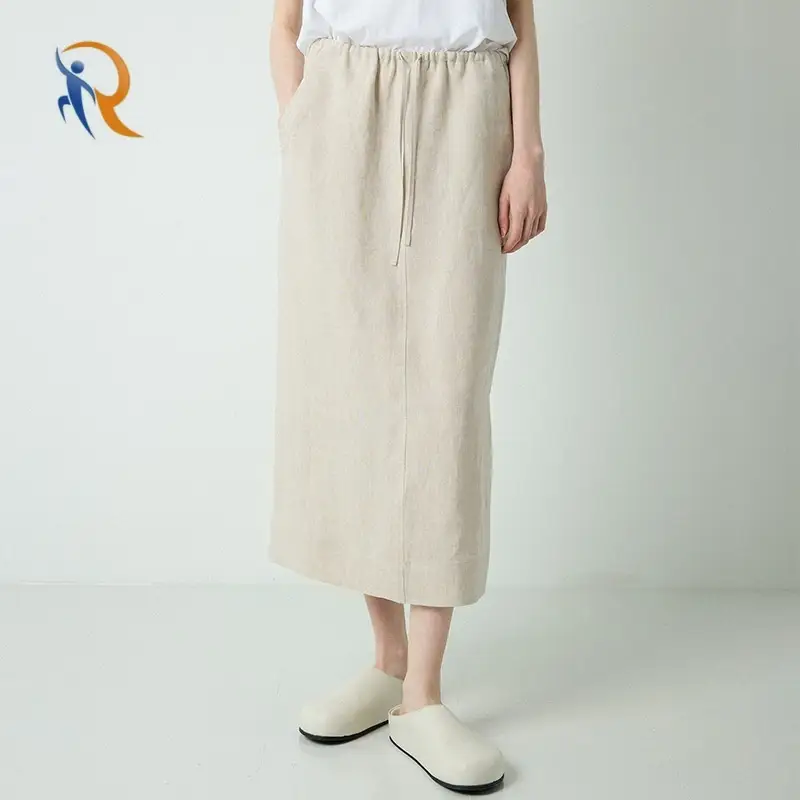 Women's Summer Maxi Skirt Drawstring High Waist A Line Casual Skirts 1