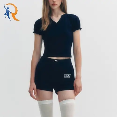LACE PUFF RAGLAN V KNECK T-SHIRT 1